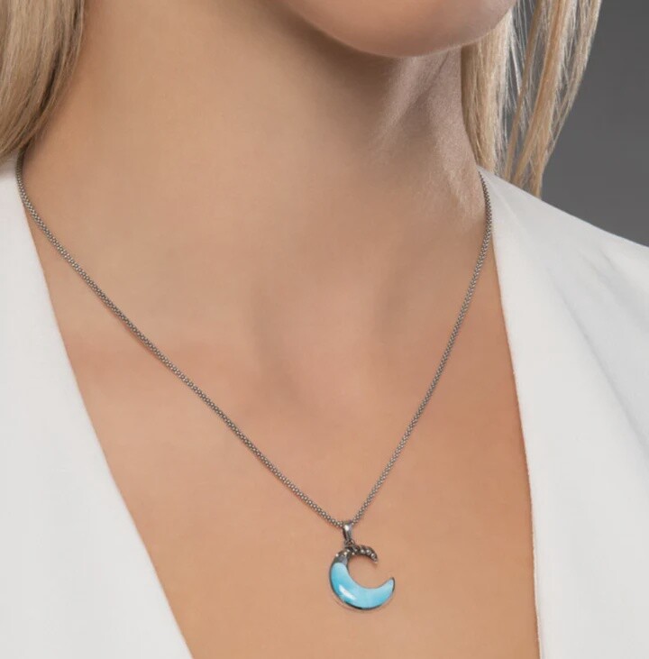 Crescent Wave Larimar Necklace