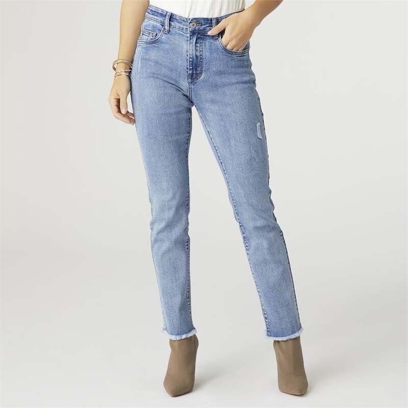 Gabbie Straight Jeans with Raw Bottom