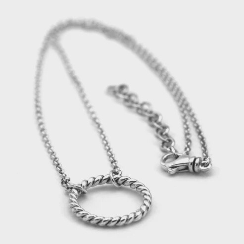 Sterling Silver Bali Twisted Circle Necklace