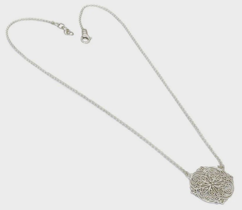 Sterling Silver Bali Filigreed Center Station Necklace