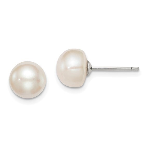 Button Pearl Stud Earrings