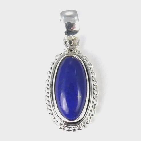 Sterling Silver Bali Pendant with Lapiz Lazuli Gemstone