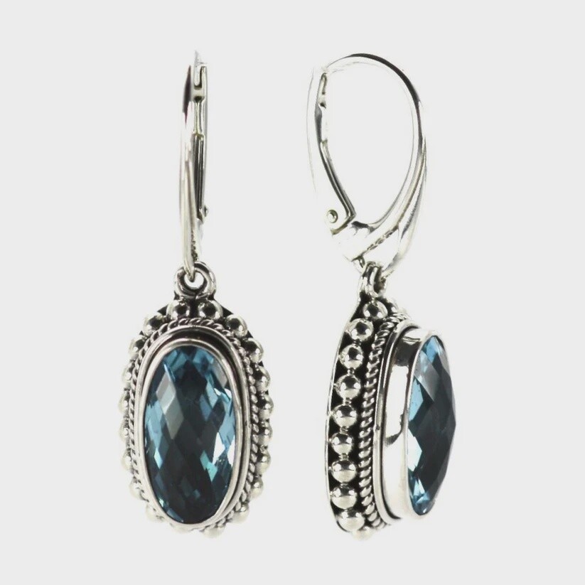 Sterling Silver Earrings with Sky Blue Topaz