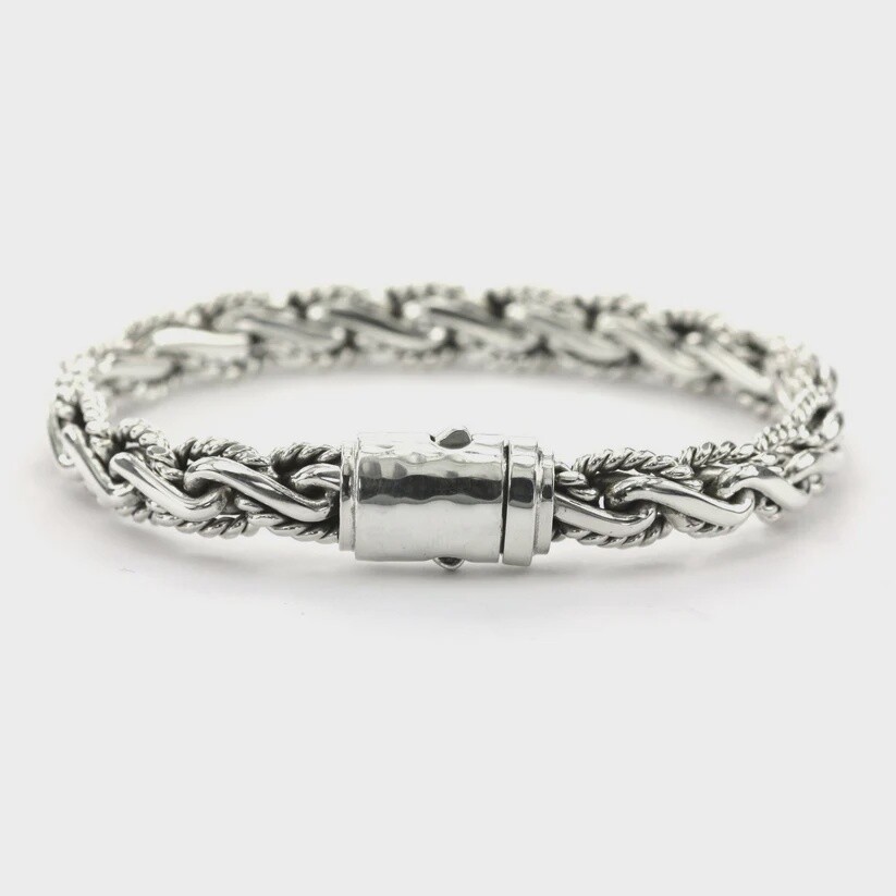 Sterling Silver Chain Bracelet with Barrel Clasp