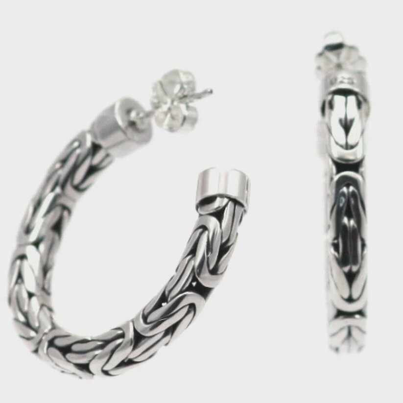 Sterling Silver Byzantine Hoop Earrings