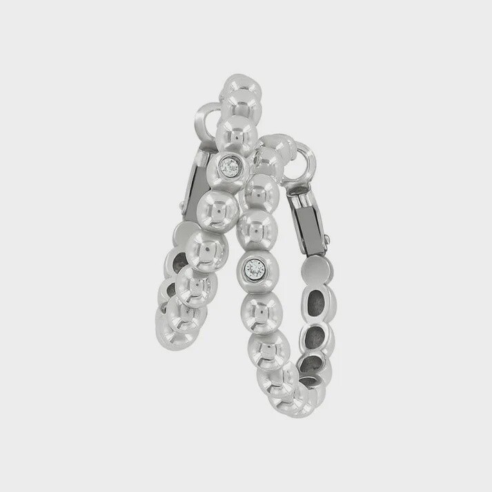 Twinkle Granulation Medium Hoop Earrings-JA9355