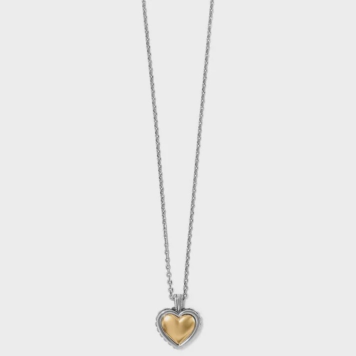 Pretty Tough Bold Two-Toned Heart Petite Necklace-JM7472