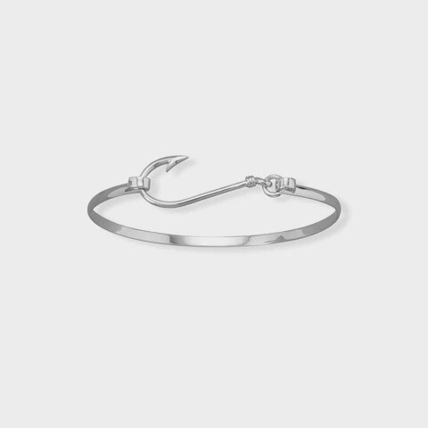 Rhodium Plated Fish Hook Bangle