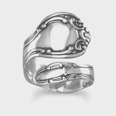 Oxidized Sterling Silver Spoon Ring