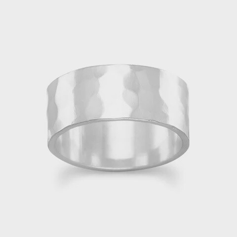 Sterling Silver Hammered Band Ring