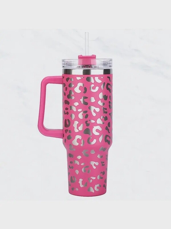 40 oz Stainless Steel Leopard Print Tumbler