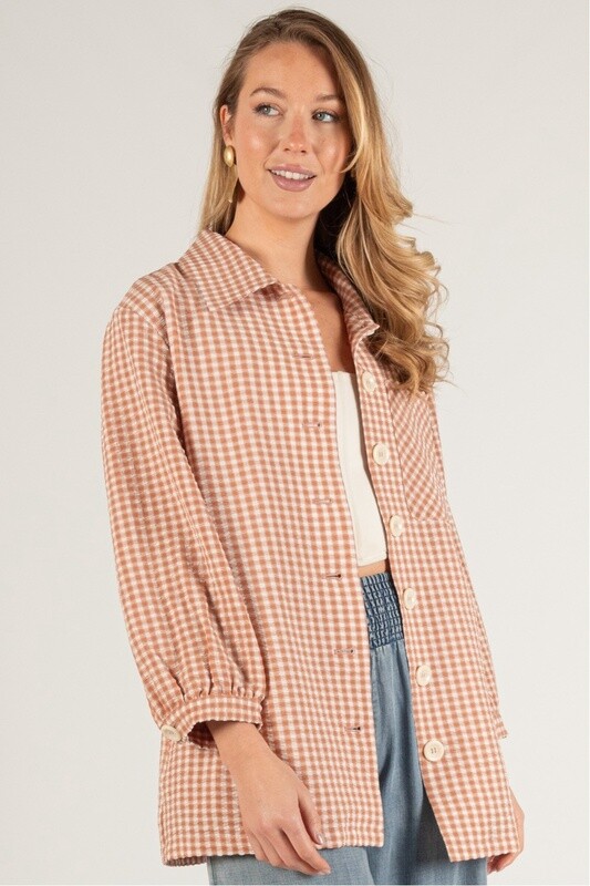 Oversized Gingham Seersucker Jacket