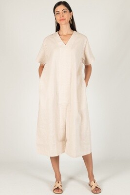 Linen V-Neck Short Sleeve Dress