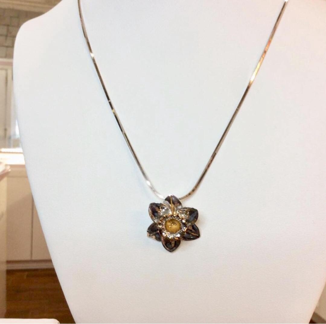 Sterling Silver and 18K Gold Daffodil Pendant