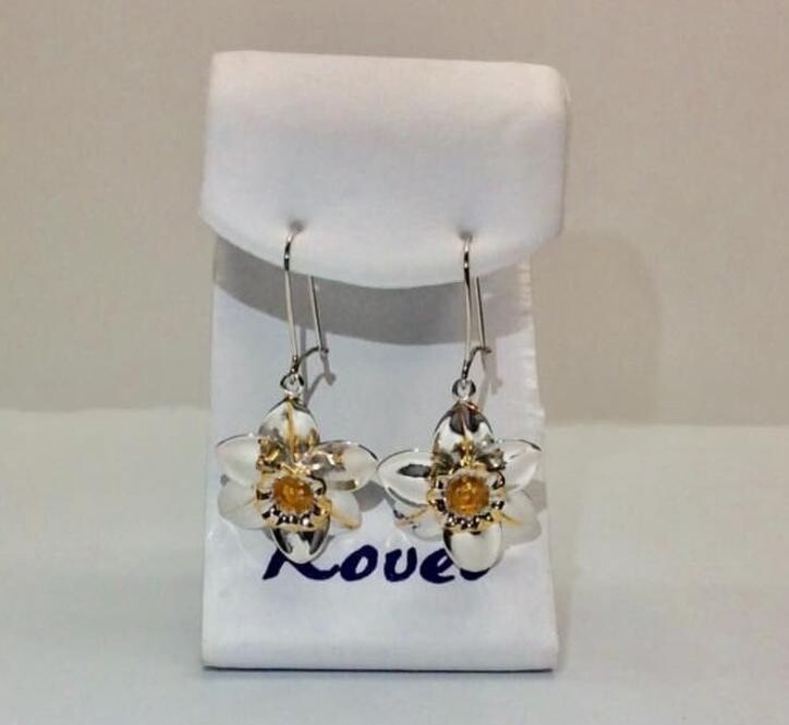 Sterling Silver and 18K Gold Daffodil Earrings