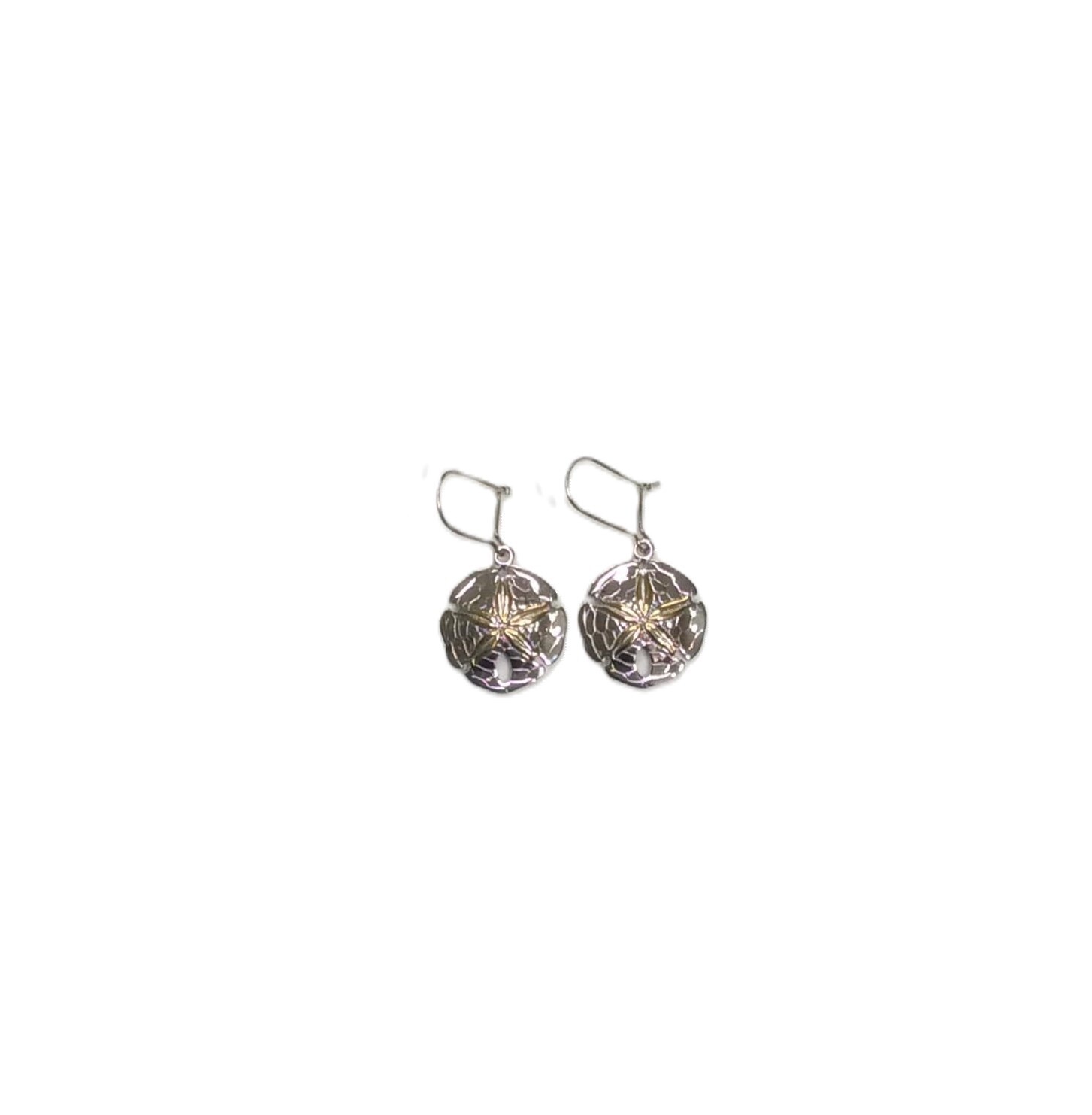 Sterling Silver and 18K Gold Sand Dollar Earrings