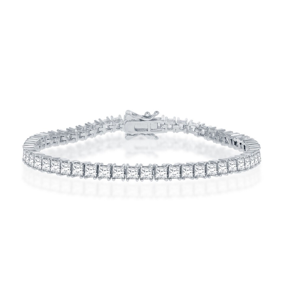 Sterling Silver 4mm CZ Square Tennis Bracelet