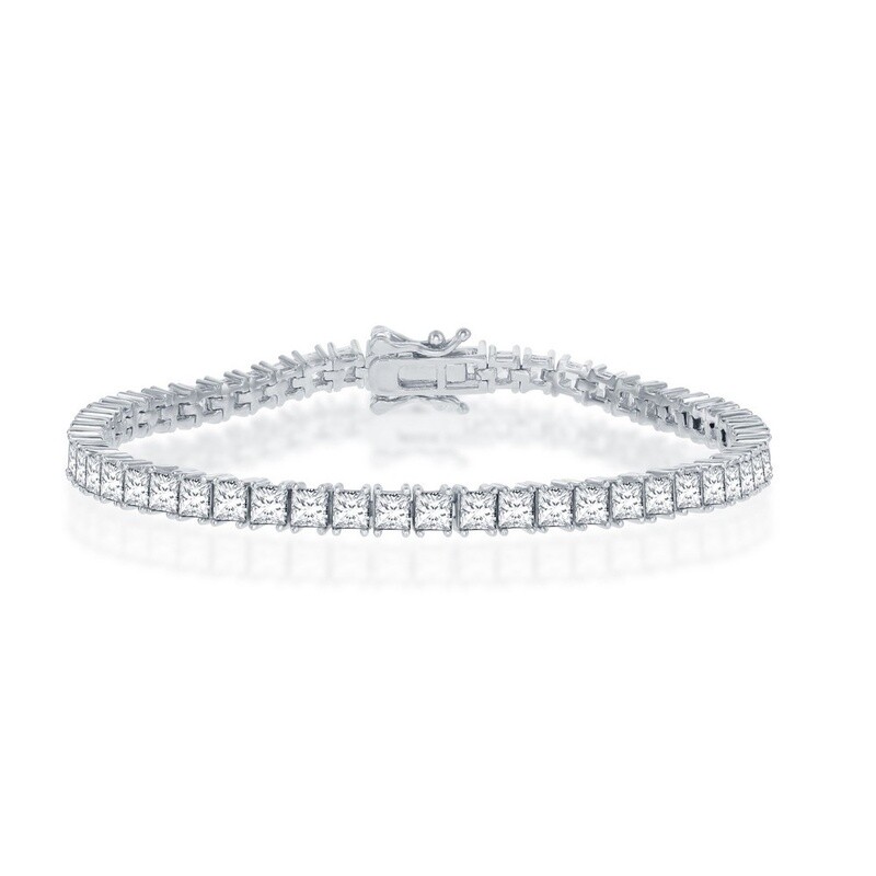 Sterling Silver 4mm CZ Square Tennis Bracelet