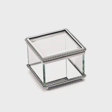 Square Glass Box with Hinged Cover