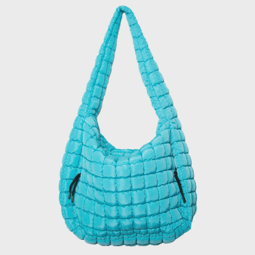 Quilted Puffer Tote, Colour: BLUE