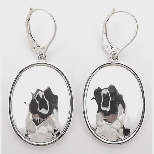 Sterling Silver Hammered Oval Earrings