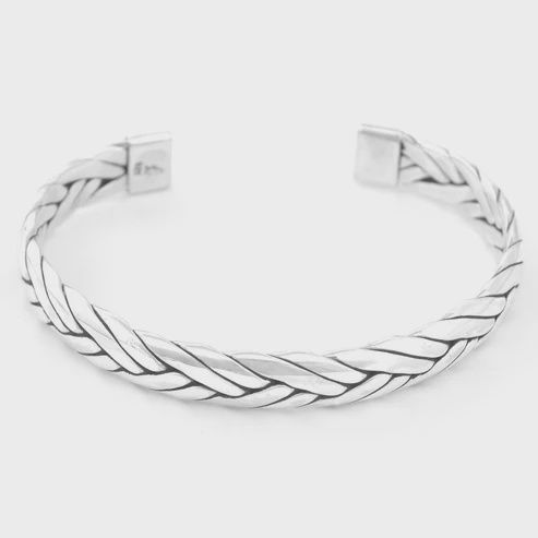 Sterling Silver Braided Heavy Strand Cuff Bracelet