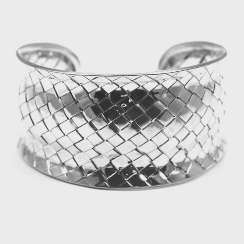 Sterling Silver Basket Weave Bali Cuff Bracelet