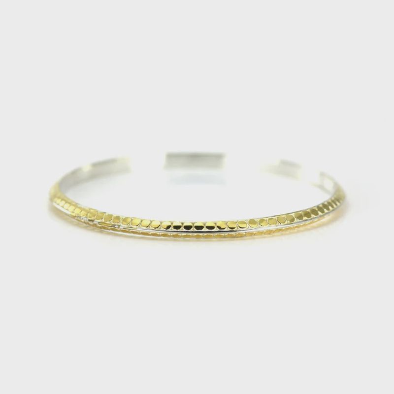 Sterling Silver and 18k Gold Bangle with Bali Dots
