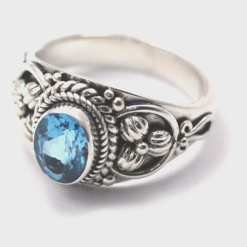 Sterling Silver Ring with Swiss Blue Topaz