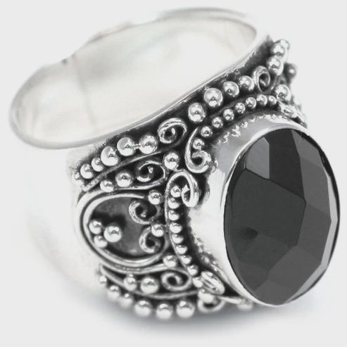 Sterling Silver PADMA Ring with Onyx