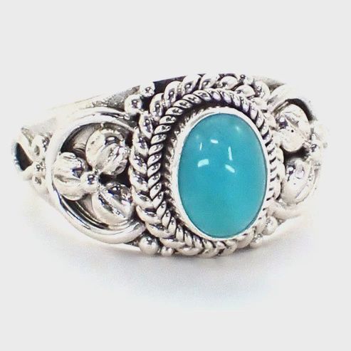 Sterling Silver PADMA Ring with Ocean Blue Amazonite