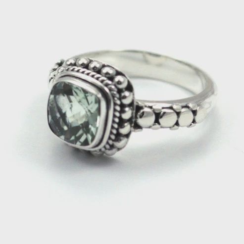 Sterling Silver PADMA Ring with Green Amethyst