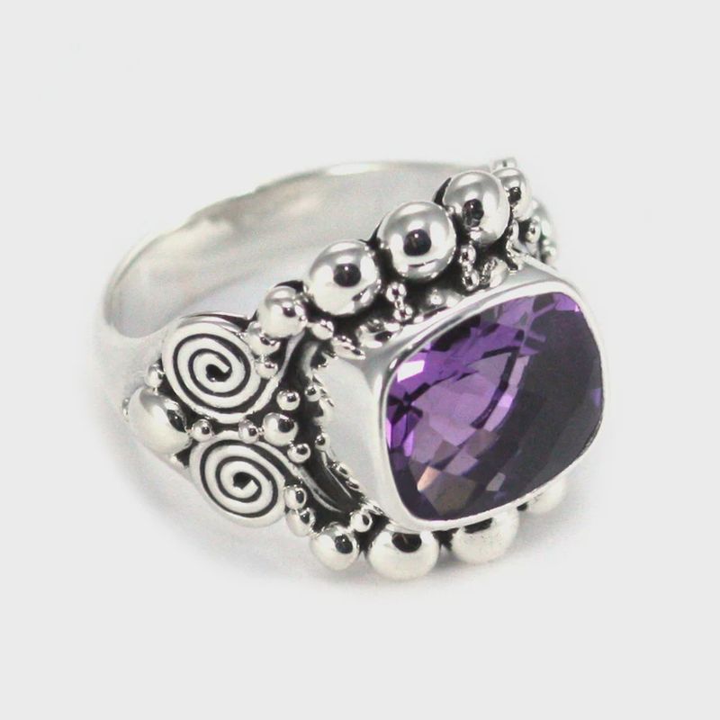 Sterling Silver Ring with Amethyst Stone