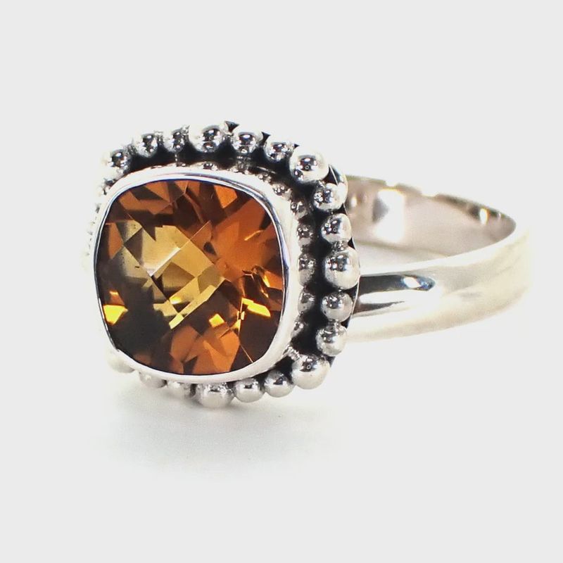 Sterling Silver Adjustable Ring with Citrine