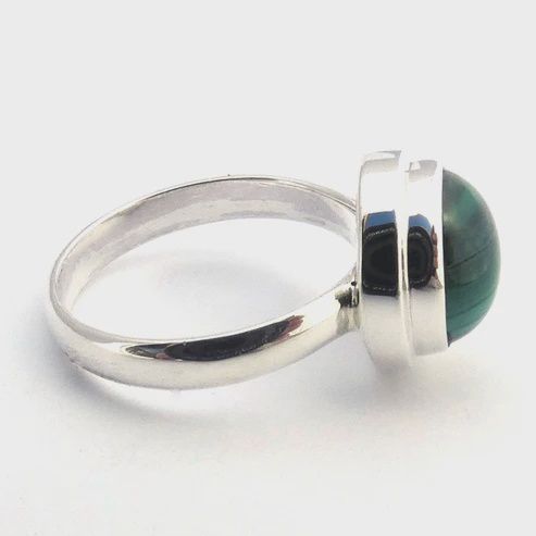 Sterling Silver Ring with Malachite