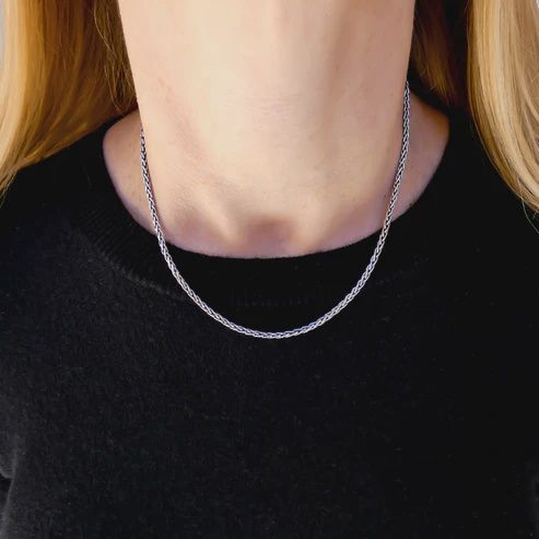 Sterling Silver Handmade Wheat Chain, Size: 16-18&quot;