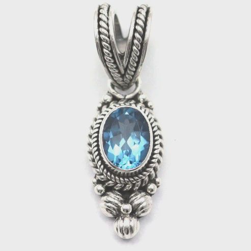 PADMA .925 Sterling Silver with Gemstone Pendant, Attribute: Swiss Blue Topaz