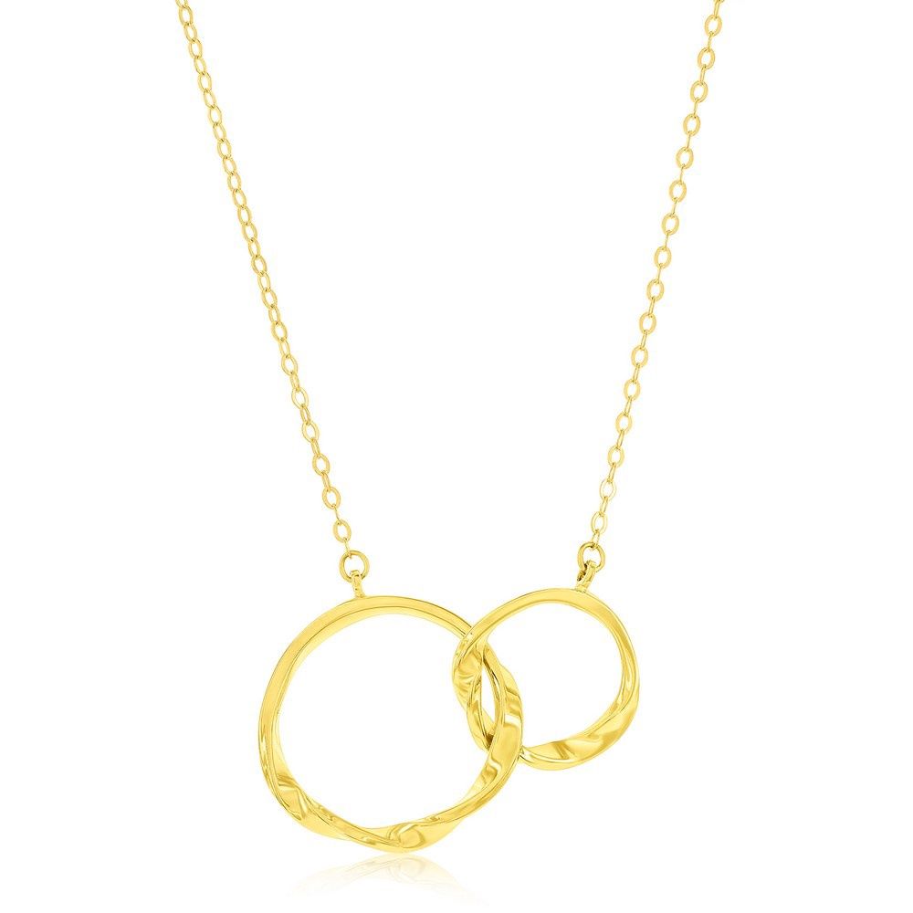 14K Yellow Gold, Double Circle Twist Necklace