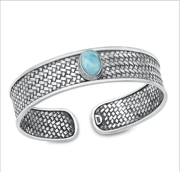 Sterling Silver Larimar Stone Cuff Bracelet