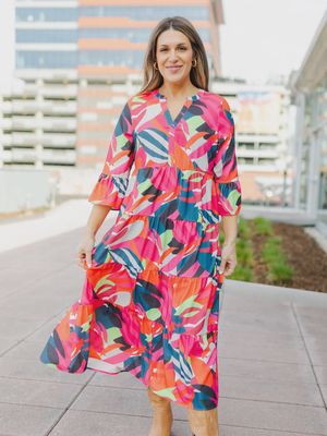 Benette Dress--Bombshell Blooms Multi Color