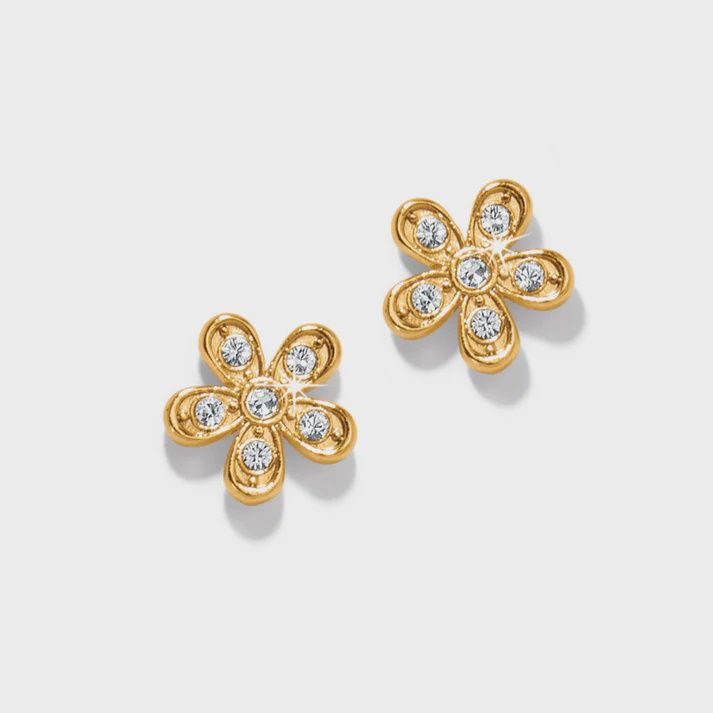 Enchanting Flower Post Earrings, Attribute: Gold