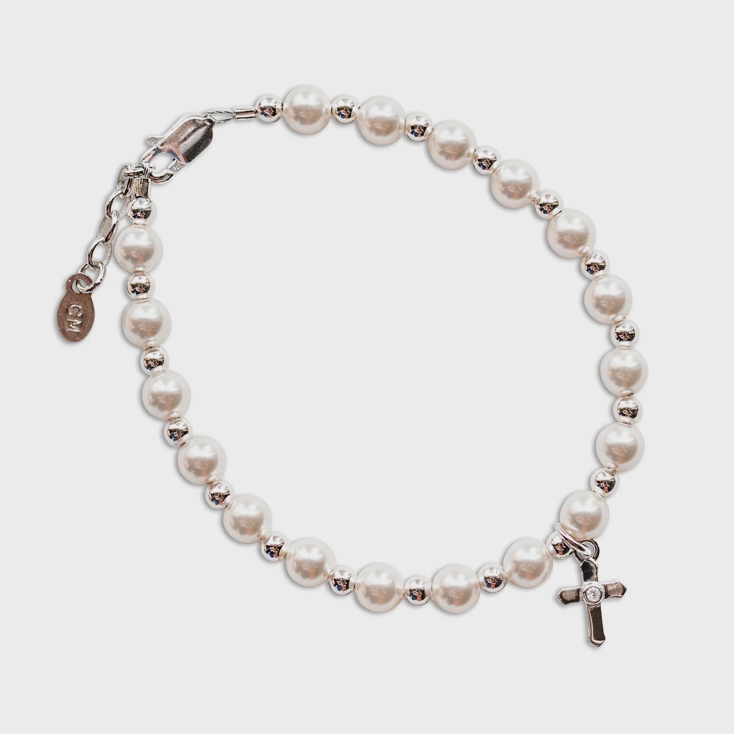 Sterling Silver First Communion Pearl Bracelet