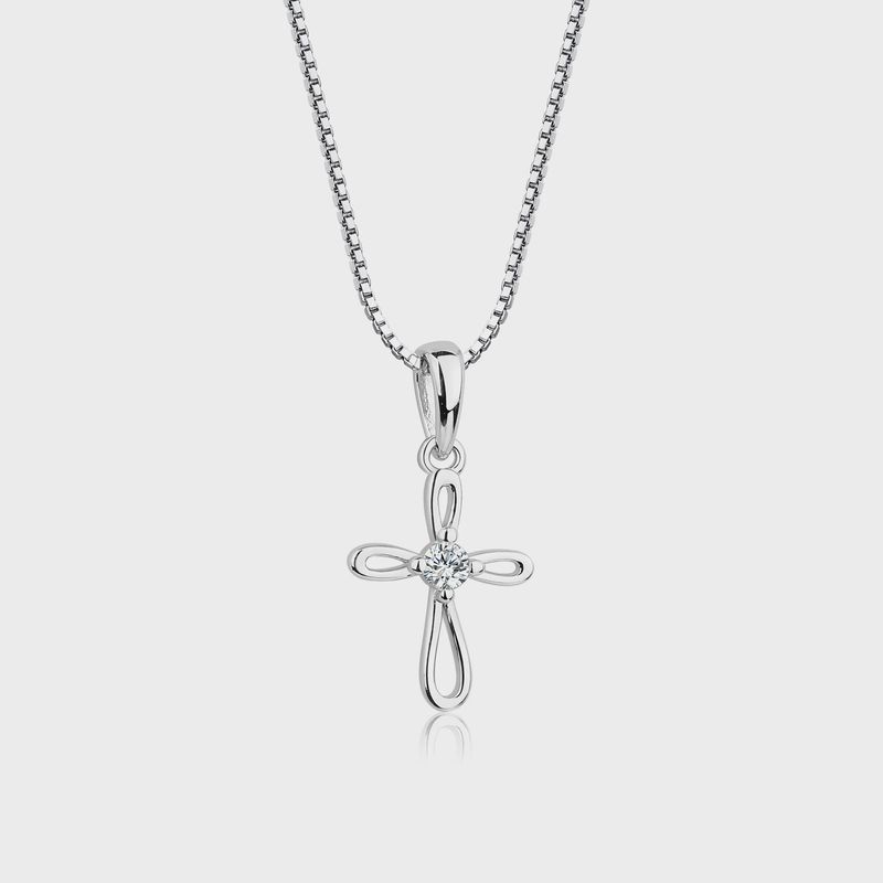 Sterling Silver Children&#39;s Infinity Cross Necklace for Kids
