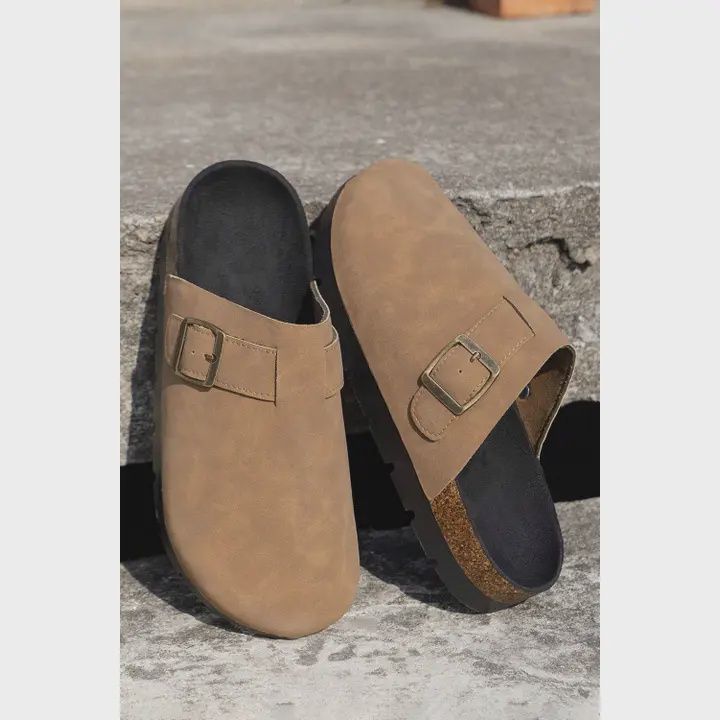 Suede Buckle Detail Slipper