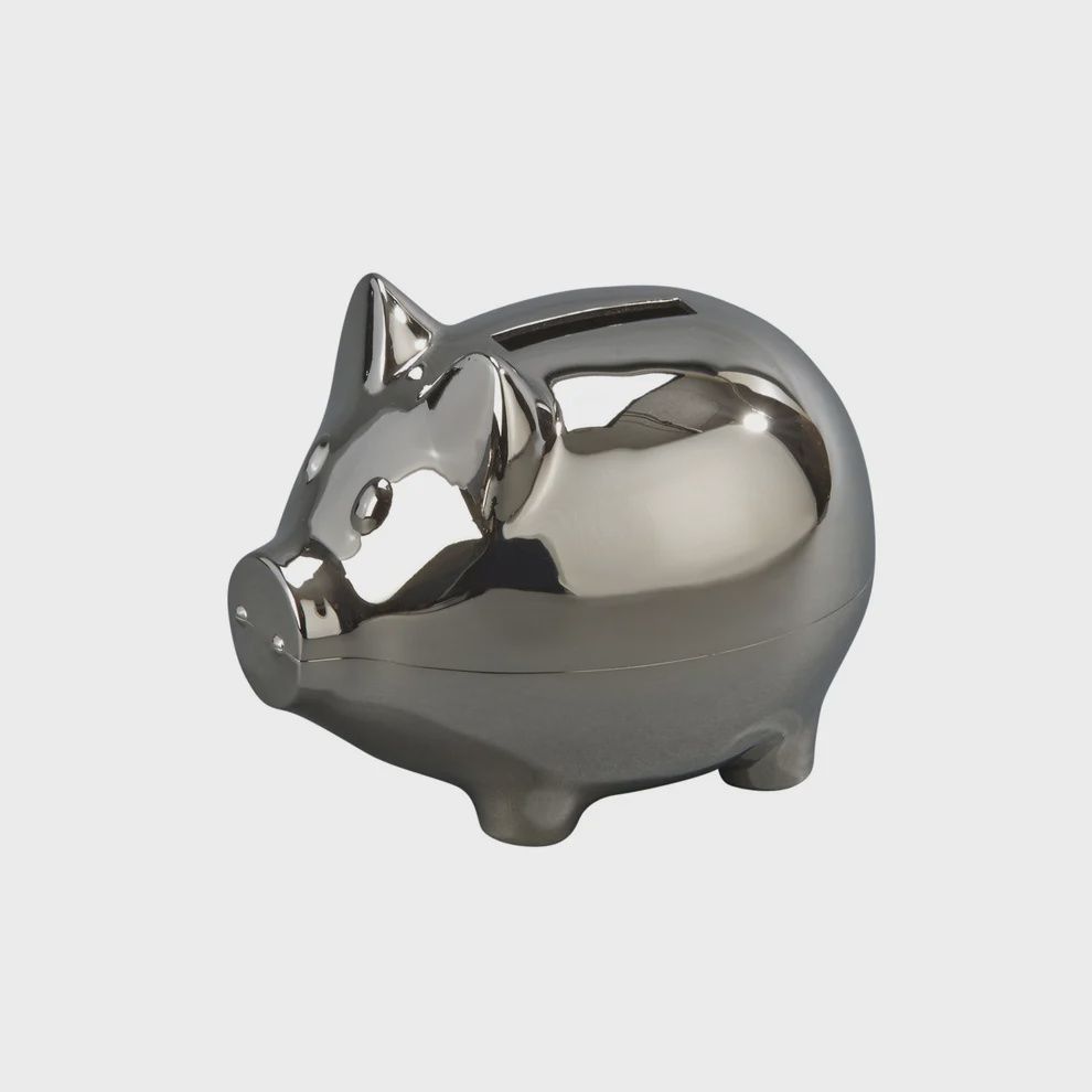 Piggy Bank with Polished Silver Finish
