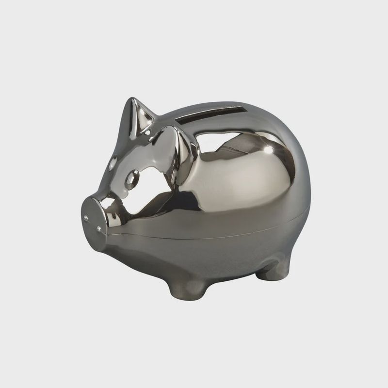 Piggy Bank with Polished Silver Finish