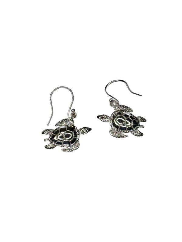 Sterling Silver Turtle Dangle Earrings