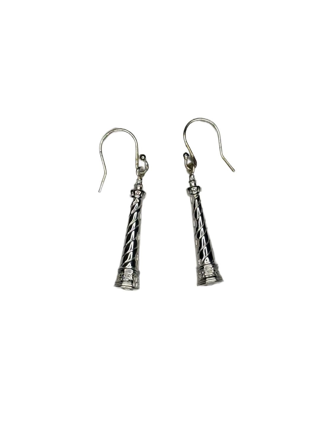 Sterling Silver Lighthouse French Hook Earrings