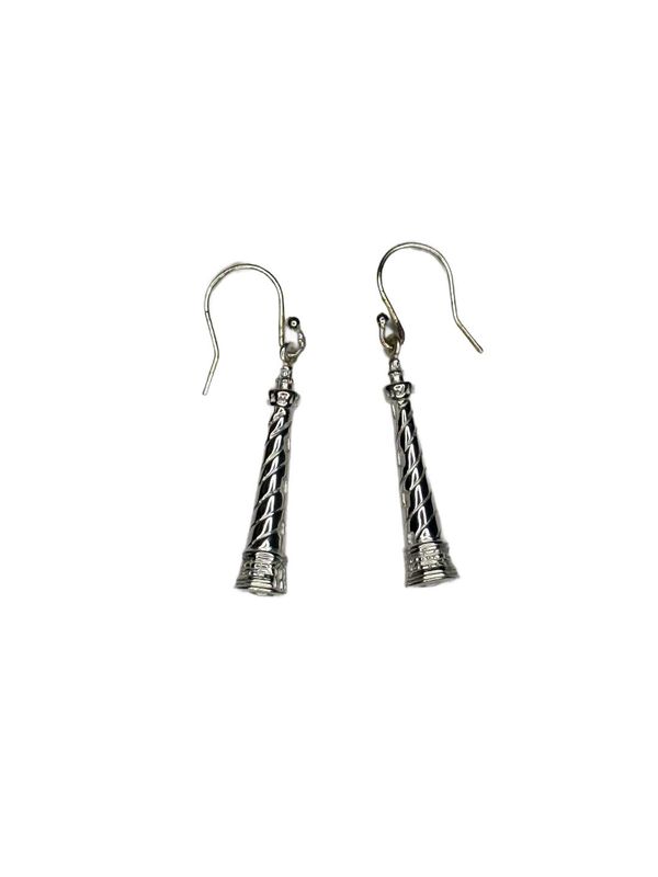 Sterling Silver Lighthouse French Hook Earrings
