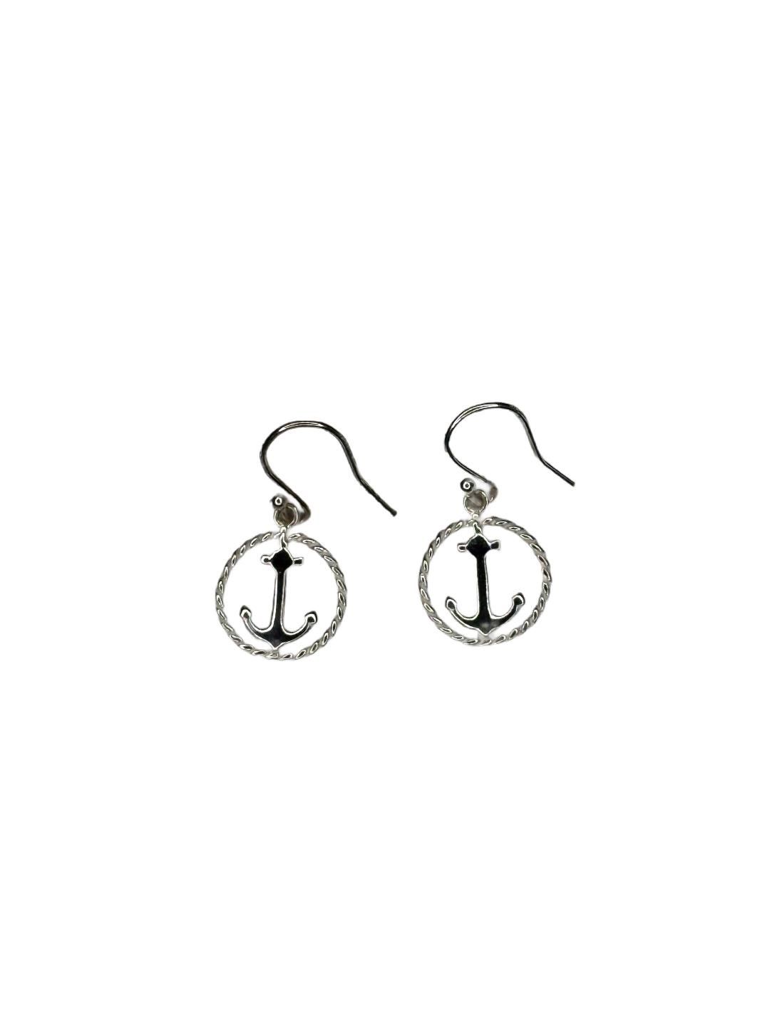 Sterling Silver Anchor Rope Dangle Earrings